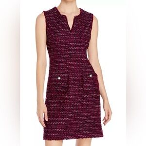Women's Karl Lagerfeld Tweed Sleeveless Pink Multicolor Dress - 4